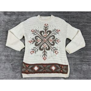 Needles & Yarn Sweater Womens Large Chunky Knit‎ Ramie Blend Grandmacore